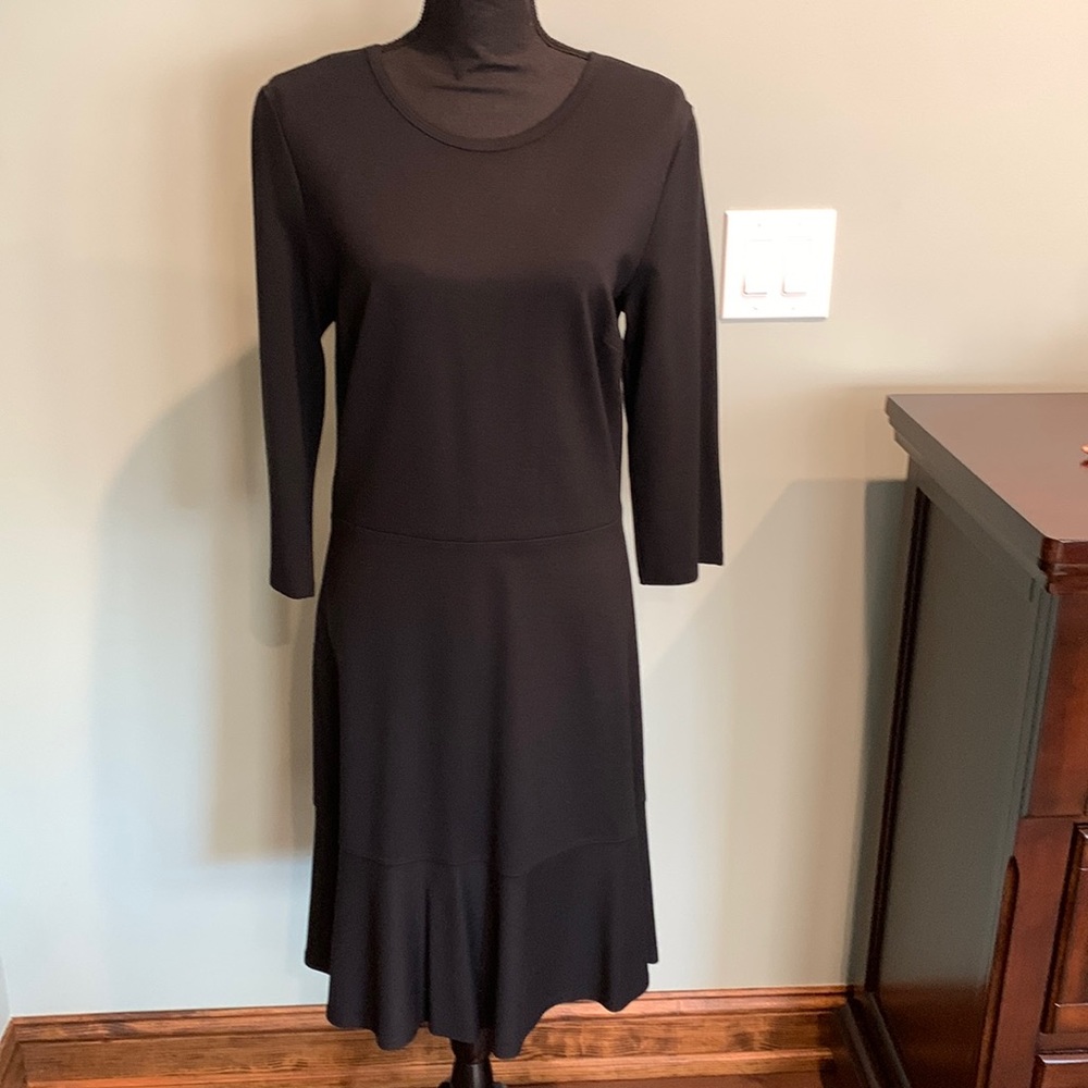 Banana Republic Black knee length dress with ruffle hem